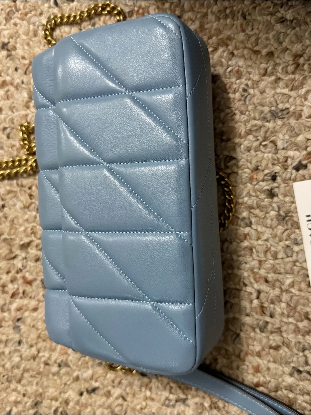 Coach Quilted Crossbody Bag in Powder Blue with Gold Hardware
